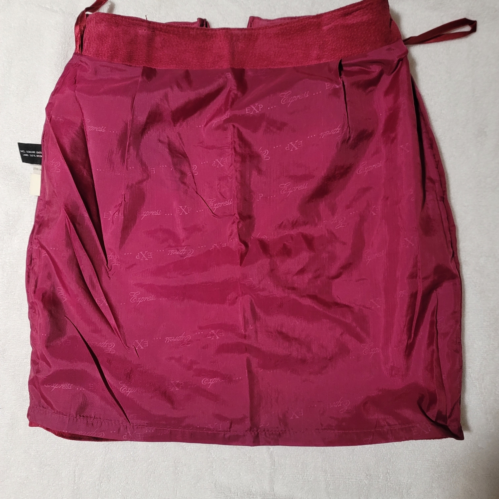 Vintage Express Maroon Suede Skirt - Picture 8 of 11